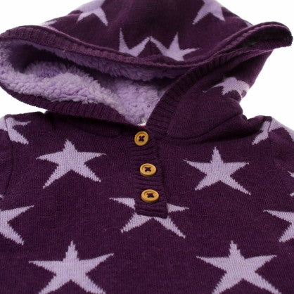WOOL MINI KNIT LS STAR DRESS