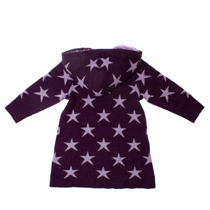 WOOL MINI KNIT LS STAR DRESS