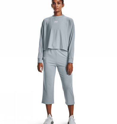 UA RIVAL TERRY FLARE CROP