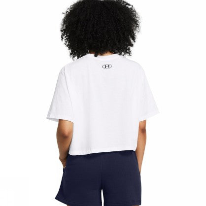 UA W BOXY CROP LOGO SS