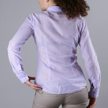 CAMICIA RIGHE COTONE LILLA