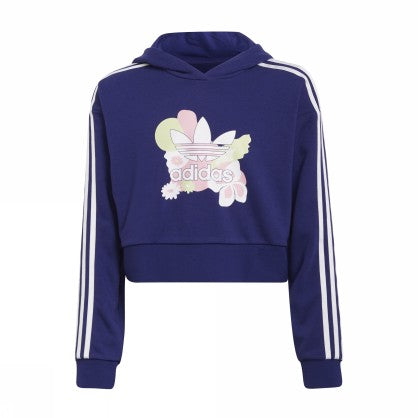 FLOWER PRINT CROPPED HOODIE