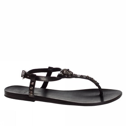LEATHER FLIP FLOPS SKULL STUDS