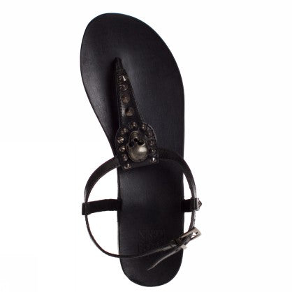 LEATHER FLIP FLOPS SKULL STUDS