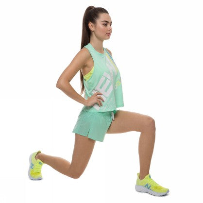 PRINTED VELOCITY CROP TANK NEO MINT - Canottiera