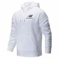 ESSENTIALS STACKED FULL ZIP HOODIE White Black - Giacca